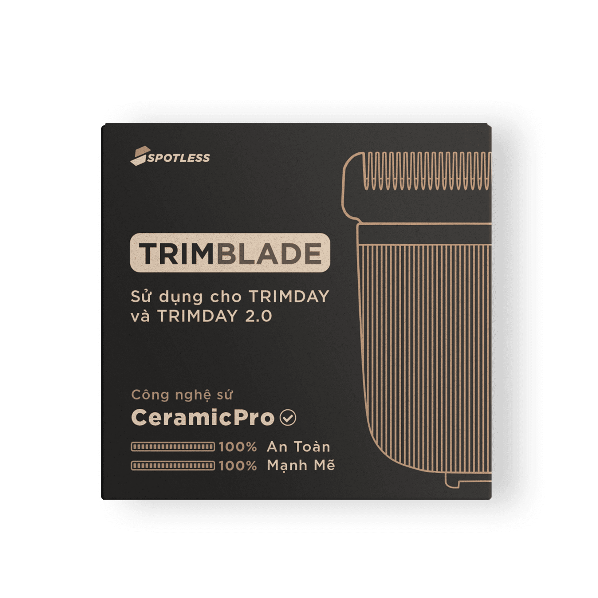 Hộp đựng lưỡi cạo thay thế TRIMBLADE™ với công nghệ sứ CeramicPro, an toàn và mạnh mẽ, tương thích với máy TRIMDAY và TRIMDAY 2.0.